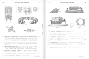 Offenes Buch mit detaillierten Illustrationen und Beschreibungen verschiedener Elektromotoren.
