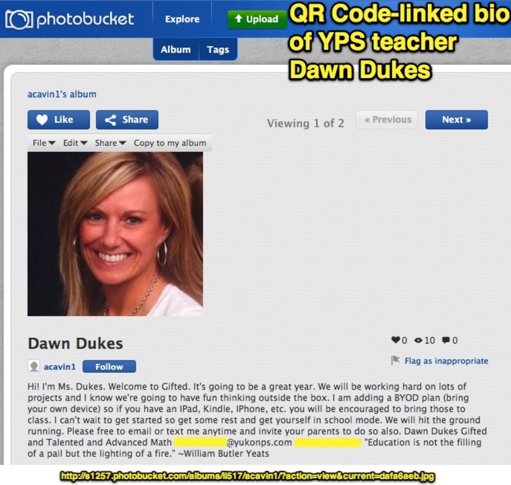 Eine Social-Media-Seite mit einem Profilbild einer Dame, ihrem Namen, einem beschreibenden Absatz und verschiedenen Icons und Buttons sowie einem Link unten.