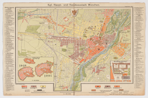 Ein altes Stadtplan von München, Deutschland aus dem Jahr 1849, detailliert mit Text und Zahlen, bietet einen umfassenden Überblick über das Gebiet.