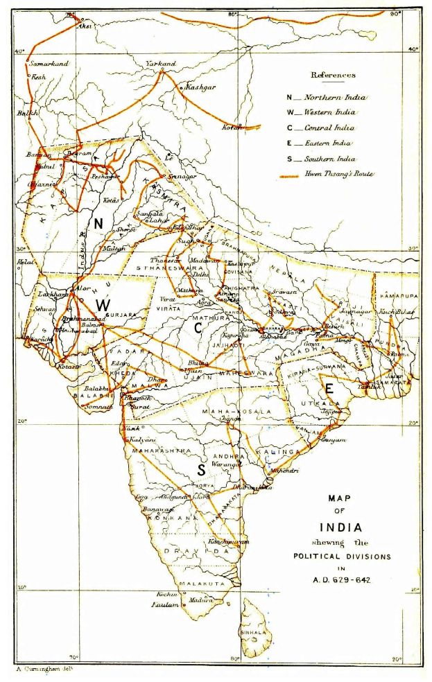 Ein detaillierter politischer Stadtplan des Indischen Reichs, der Staaten und Territorien mit Text und Linien zeigt.