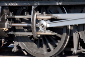 Nahaufnahme eines Zugrades.