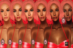 Eine animierte Abbildung mehrerer Frauen, die nebeneinander stehen und einander ähnlich sehen, mit Zahlen von 04 bis 08 und 19 auf ihren Gesichtern.