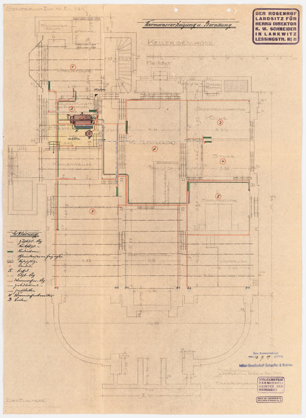 Schwarzes-Architektonisches-Zeichnung-von-der-Rosenhof-Krankenhaus-in-Hamburg-Deutschland-zeigend-detaillierte-pläne-mit-vielen-drähten-räumen-fluren-und-text-annotations-auf-altem-papier.