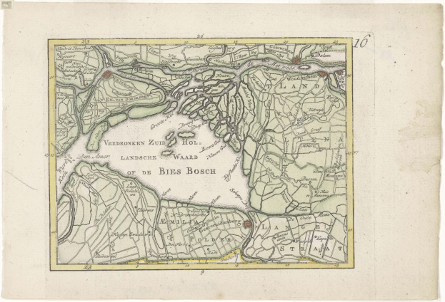 Detailierte alte Karte von Bies Bosch, Deutschland, zeigt Straßen, Gebäude und Sehenswürdigkeiten mit handgeschriebenem Text.