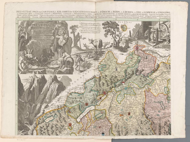 Altes Buch mit einer detaillierten Karte von Deutschland mit Illustrationen und Text.