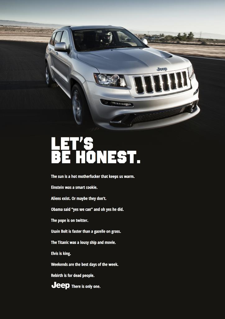 Ein Auto mit Text darunter, wahrscheinlich ein Zitat, auf einem bearbeiteten Bild.