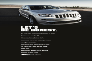 Ein Auto mit Text darunter, wahrscheinlich ein Zitat, auf einem bearbeiteten Bild.