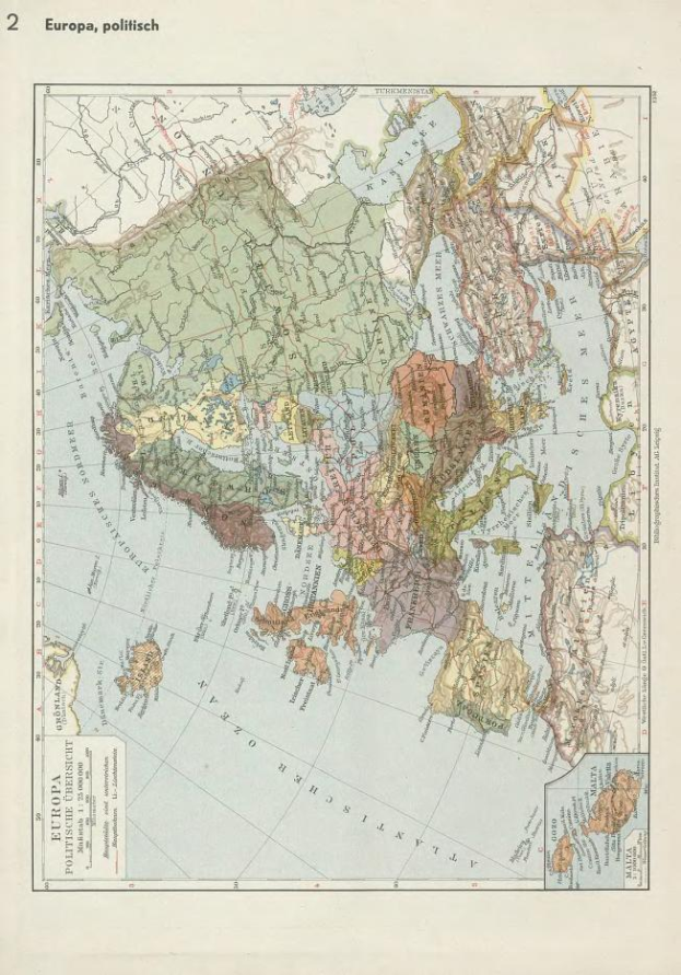Eine Karte von Europa aus dem 19. Jahrhundert, die politische Grenzen zeigt, mit Text oben und unten.