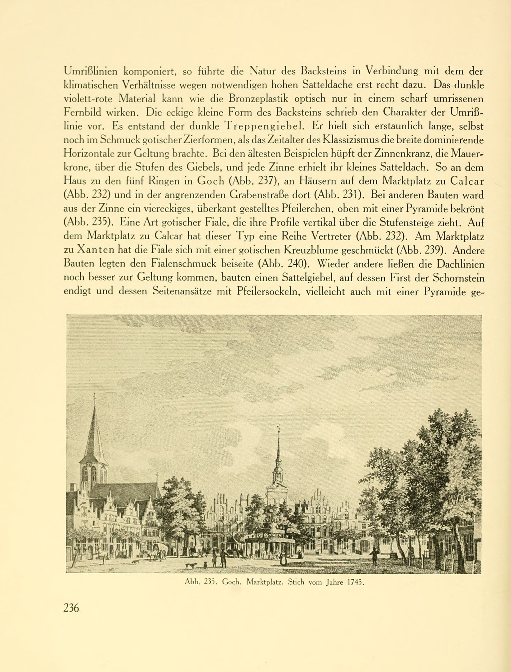 Ein aufgeschlagenes Buch mit einer Stadtansicht-Illustration, das Gebäude, Bäume und Menschen zeigt, zusammen mit Text, der wahrscheinlich die Szene beschreibt.